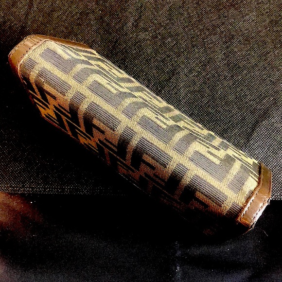 FENDI Zucca Navy Canvas and Brown Leather Snap Wallet 8 Credit Cards 4 Billfolds - Picture 13 of 16